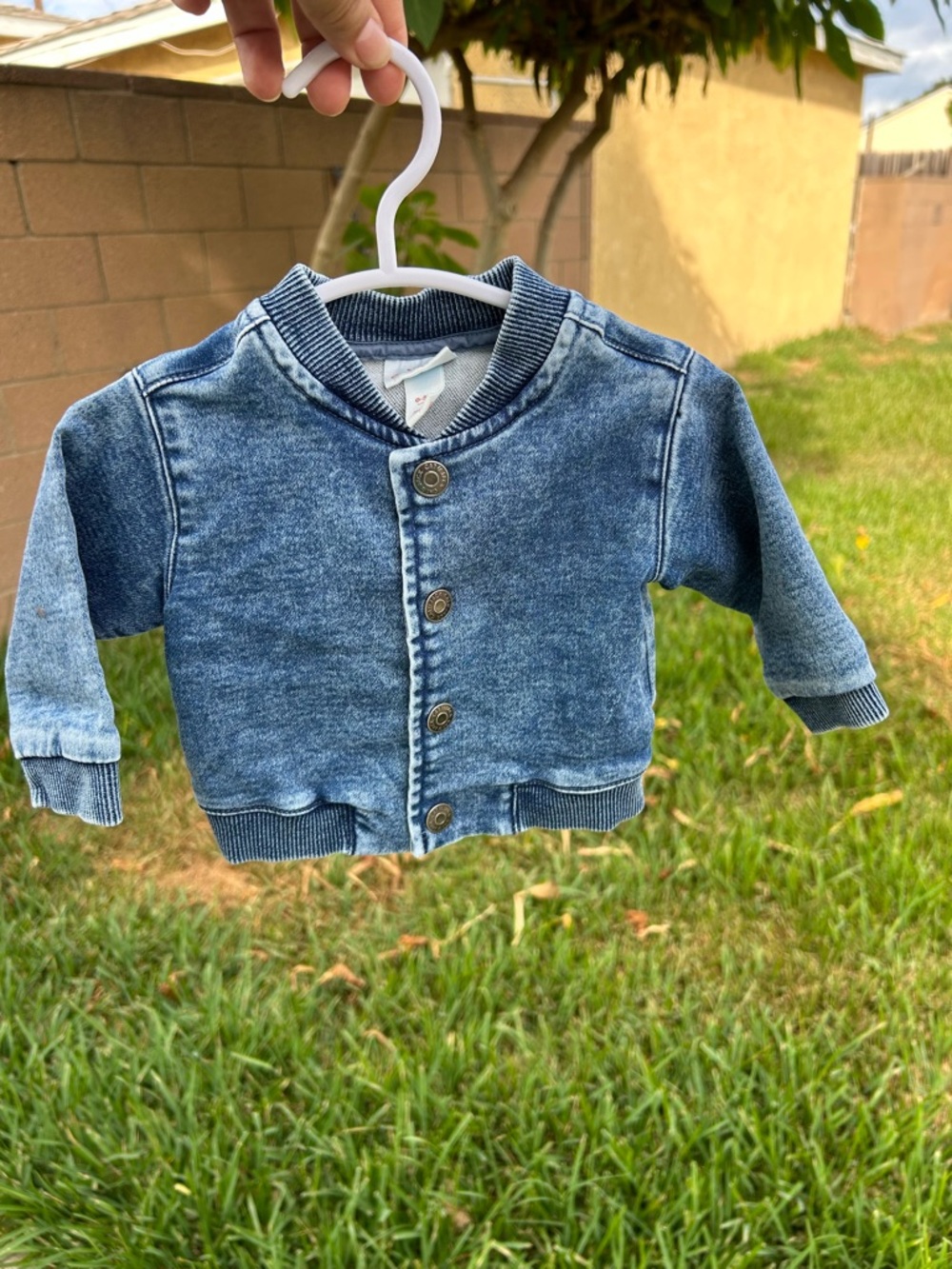 Cat & Jack Kids Acid Wash Blue Denim-Style Button Jacket